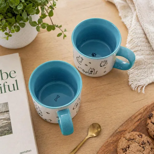 Miniatura 7 de AmorArc Juego de 2 tazas de café de cerámica grandes de 22 onzas, tazas de gran tamaño con mango grande para hombres, mujeres, papá, mamá, taza Azul