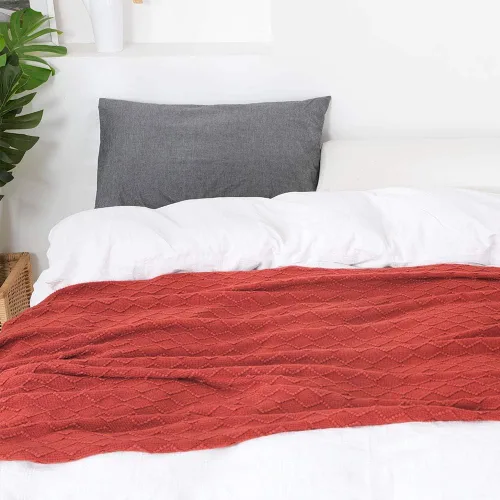 Miniatura 6 de BOURINA Manta de Tiro Color Óxido 50x60 Pulgadas Texturizada Sólida Suave para Sofá y Sillón de Punto Decorativa