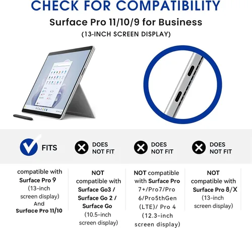 Miniatura 9 de Omnpak Microsoft Surface Pro 11/10/9 - Funda protectora ligera, múltiples ángulos, soporte para stylus, diseñada para Surface 11ª edición AI
