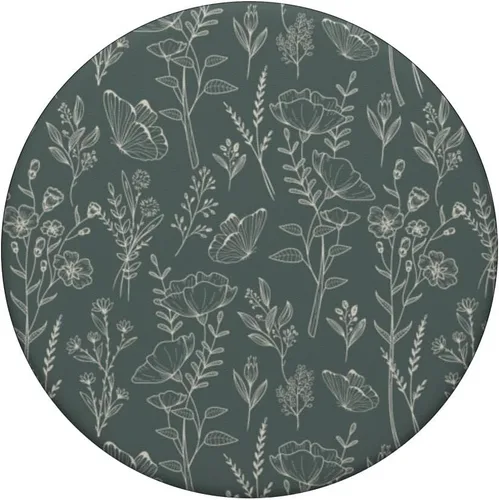 Miniatura 3 de Butterfly Meadow Botánico Flor Silvestre (Muted Forest Green) PopSockets Estándar PopGrip