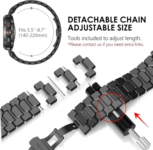 Miniatura 5 de WINGLE Compatible con Galaxy Watch 8/8 Classic Band para hombre, acero inoxidable, Samsung Galaxy Watch 8 Band de 1.732 in, 1.575 in, 1.811 in