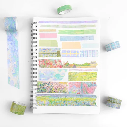 Miniatura 4 de Dizdkizd - Juego de 20 rollos de cinta Washi con flores verdes, bonita cinta adhesiva estacional para diario, suministros estéticos