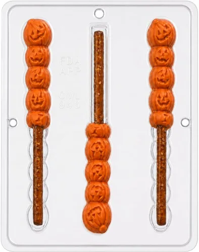 Molde de caramelo de chocolate con pretzel de calabaza para Halloween 946