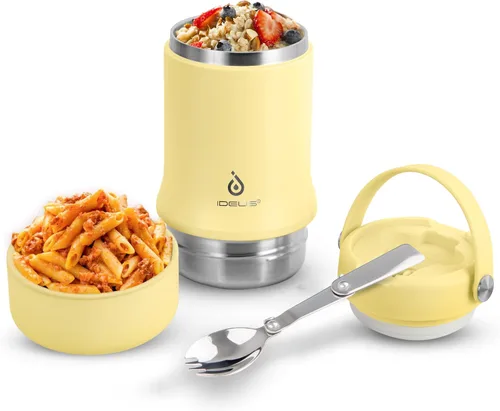 Miniatura 14 de Ideus Termo de sopa con cuchara plegable y cuenco de 20 onzas, lonchera Bento todo en uno aislada de acero inoxidable a prueba de fugas, contenedor