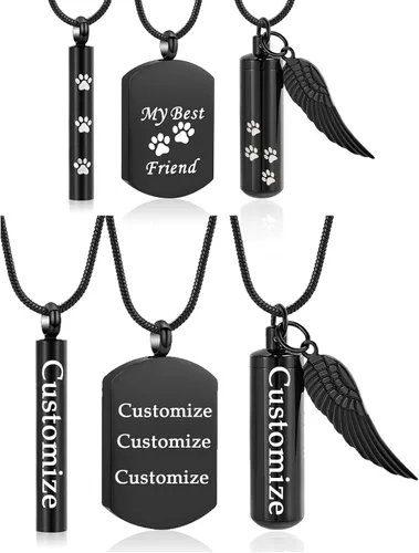 Miniatura 14 de Hearbeingt Collar de urna de cremación para cenizas para mascotas, medallón conmemorativo con estampado de patas, joyería de ceniza, colgante