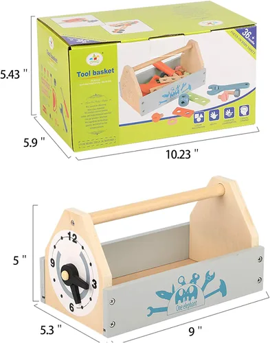 Miniatura 4 de Caja de herramientas de madera para niños pequeños, construcción educativa, juguetes para niños, juego de accesorios de juego, regalo creativo