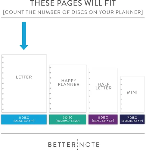 Miniatura 3 de BetterNote - Recambios de lista de tareas delgadas para cuadernos de disco, lista de verificación de media hoja, se adapta a Levenger Circa, Staples