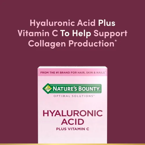 Miniatura 3 de Nature's Bounty Suplemento de vitamina C y ácido hialurónico, apoya la piel brillante, la función inmunológica y la producción de colágeno, 120