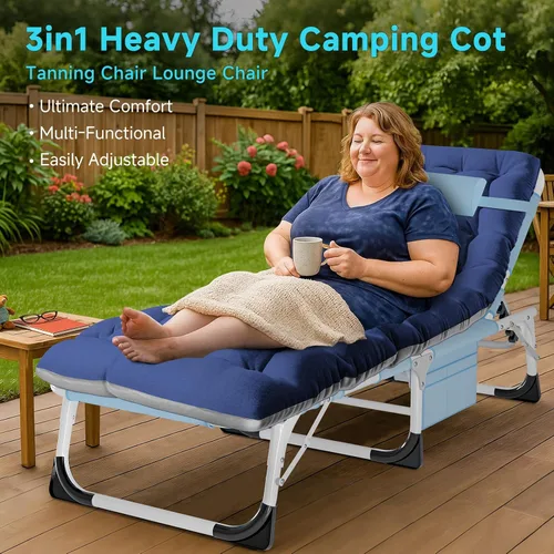 Miniatura 3 de ABORON Silla de bronceado resistente, silla de descanso plegable de 5 posiciones para exteriores con almohadilla, silla de playa portátil para tomar