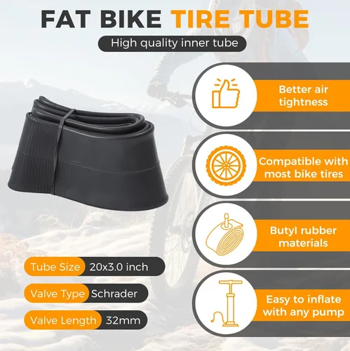 Miniatura 3 de 20x4.0/ 20x3.0/ 26x4.0 Fat Bike Tires, 20x4/ 20x3/ 26x4 Fat Tire Tube and Bicycle Repair Tool Kit, Foldable Heavy Duty Off-Road Bike, Ebike Fat