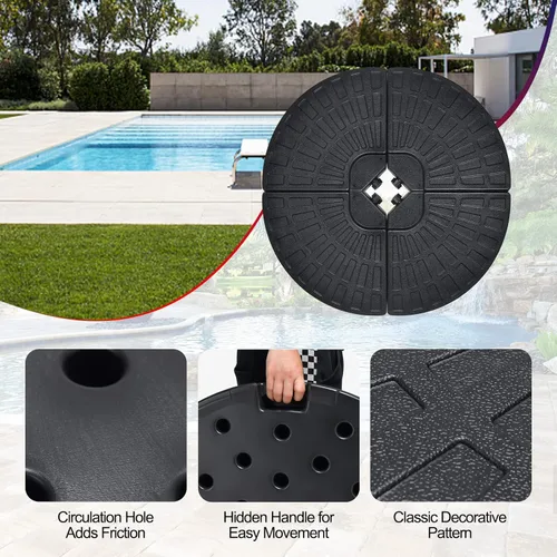 Miniatura 7 de Tangkula 4 piezas de 185 libras voladizas de patio con compensación de base de sombrilla para patio, relleno de agua y arena, resistente soporte