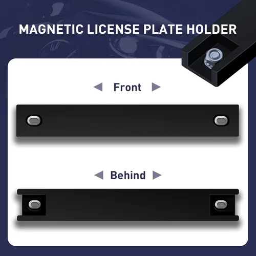 Miniatura 4 de Paquete de 2 soportes magnéticos para placas de matrícula, soporte de etiqueta temporal para placas de matrícula de concesionario de automóviles