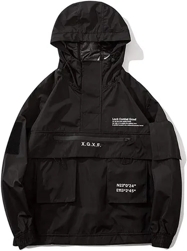 Miniatura 4 de MFCT Cortavientos impermeable Techwear con capucha de embudo para hombre
