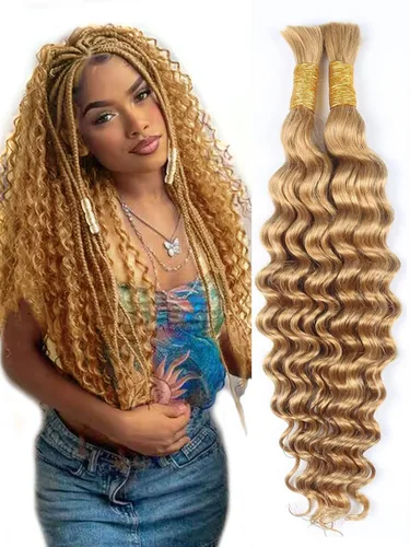 Miniatura 8 de RESACA 1 paquete de 14 pulgadas, 1 paquete de 14 pulgadas, cabello humano virgen brasileño rizado 10A para trenzar, sin trama, 10A, para trenzas #27