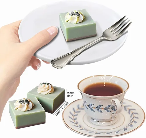 Miniatura 7 de FUNSHOWCASE Molde de silicona cuadrado de 6 cavidades para tartas, teacake, chocolate, postres, pastel de queso, pan de maíz, brownie, blanco