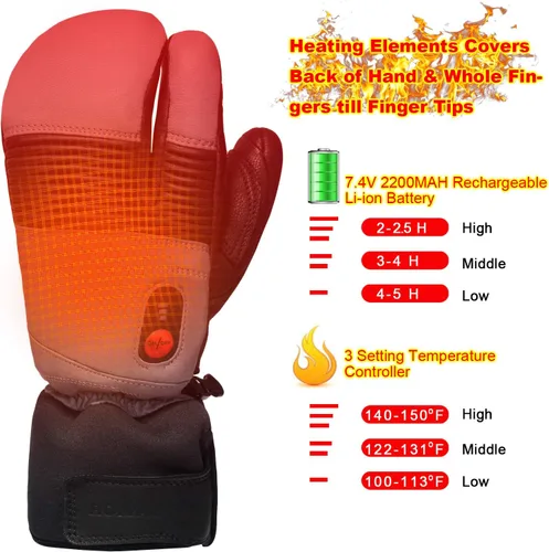 Miniatura 3 de SAVIOR HEAT Guantes de esquí con calefacción, batería recargable eléctrica, para hombres, mujeres, niños, invierno, snowboard, motocicleta