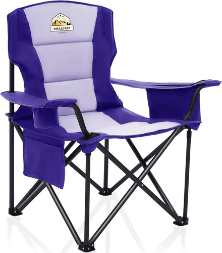 Miniatura 16 de Colegence Sillas de Camping Plegables de Tamaño Grande - Soporte de 450 LBS Silla de Campamento de Servicio Pesado con Cojín Acolchado, Sillas Negro