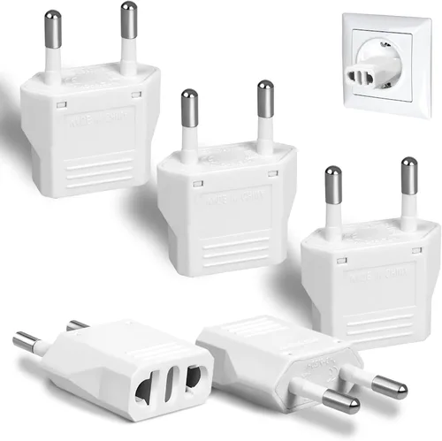 Paquete de 6 adaptadores de enchufe de EE. UU. a Europa, adaptador de viaje europeo tipo C, convertidor de corriente de enchufe de pared para Europa