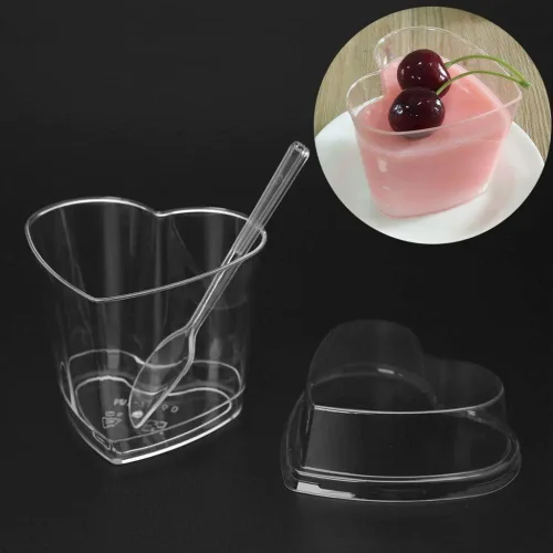 Miniatura 4 de Mini vasos de postre de 4 onzas, vasos de muestra de sabor transparente, 25 piezas reutilizables de plástico para postres + tapa + cuchara