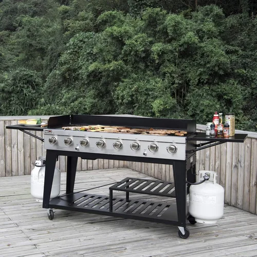 Miniatura 2 de Royal Gourmet Parrilla de gas de 8 quemadores, 104,000 BTU a propano líquido, sistemas duales controlados independientemente, para fiestas al aire