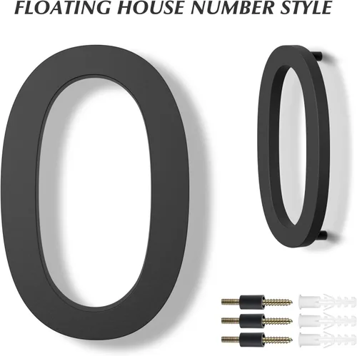 Miniatura 5 de DEWEL Números de Casa Flotantes Grandes de 8 Pulgadas para Exterior, Números de Dirección de Casa Modernos Negros para Decoración de Señalización