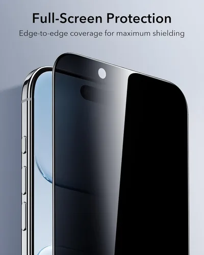 Miniatura 7 de ESR Paquete de 3 protectores de pantalla de privacidad para iPhone, grado militar, inastillable, dureza 9H, vidrio templado antiespía para iPhone 17