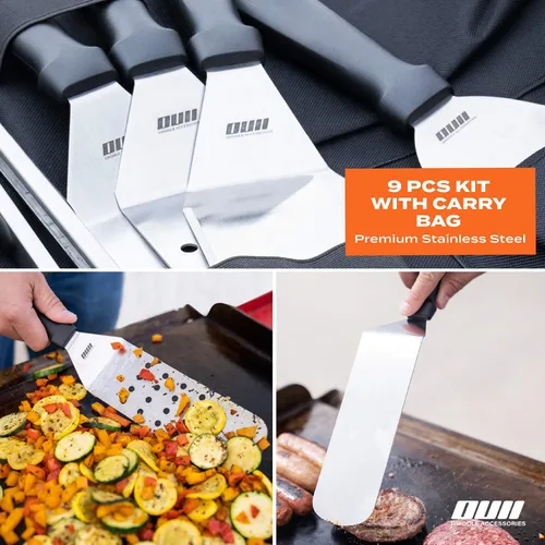 Miniatura 4 de Accesorios de plancha plana para parrilla Blackstone y Camp Chef - Juego de 9 piezas con kit de limpieza de plancha y bolsa de transporte. Espátula