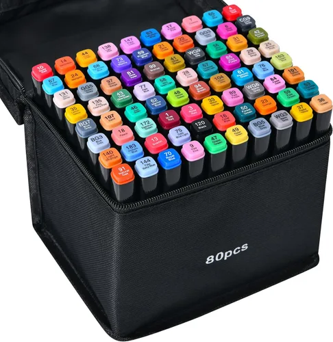 Marcadores de alcohol de 80 colores, marcadores artísticos para adultos, artistas, libros para colorear, pintura, bocetos, juego de marcadores de