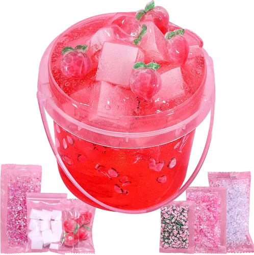 Miniatura 8 de Azeperoy Slime de gelatina azul cielo premezclado con destellos y textura crujiente, incluye 4 juegos de complementos, estimulación sensorial y Azul