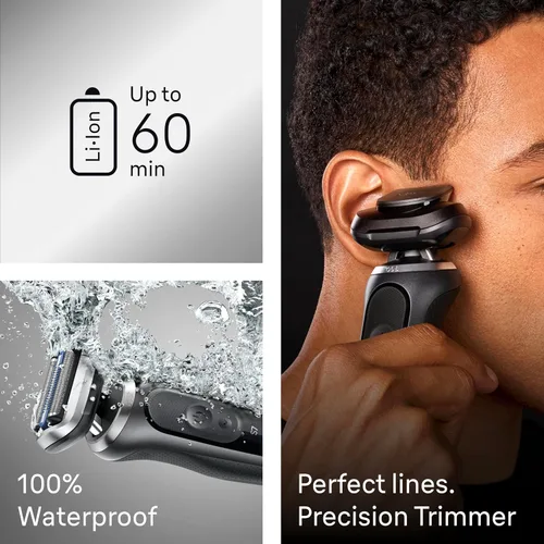 Miniatura 11 de Braun Afeitadora eléctrica para hombre, Series 7 7177cc, afeitado en húmedo y seco, modos de afeitado turbo y suave, afeitadora de papel de aluminio