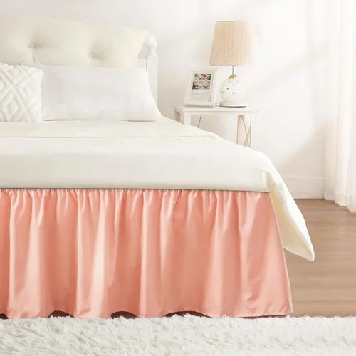 Miniatura 59 de Falda de cama RIMELA envoltura volante elástica que protege contra el polvo con color sólido, resistente a las arrugas y a la decoloración con Blanco