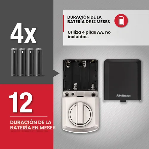 Miniatura 6 de Kwikset SmartCode 260 Cerradura Electrónica de Entrada sin Llave con Teclado y Pestillo de Seguridad, con Auto-Bloqueo, Códigos de Usuario Níquel
