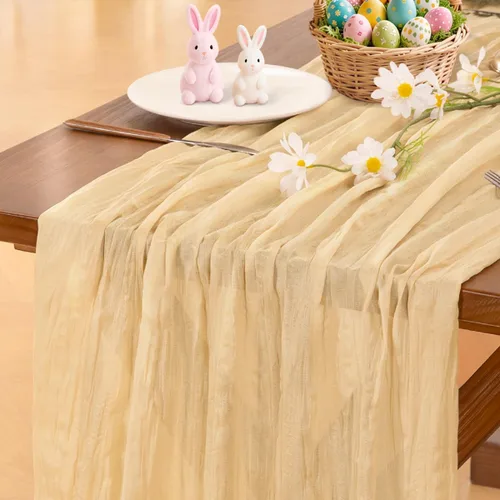 Miniatura 54 de Socomi - 10 caminos de mesa de gasa, estilo bohemio y rústico, para primavera, Pascua, bodas, fiestas, baby showers, cumpleaños y decoración, 120