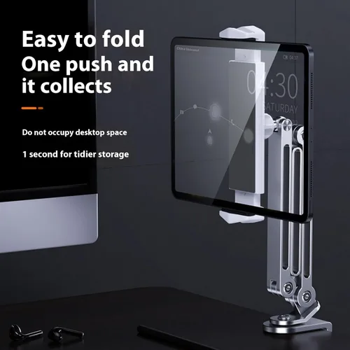 Miniatura 2 de Soporte de tableta plegable Soporte de tableta Soporte flexible ajustable para tabletas con rotación de 360 grados para teléfono móvil Plata