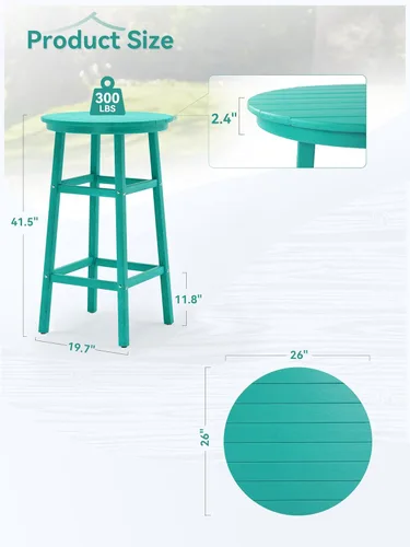 Miniatura 3 de Mesa redonda de bar para exteriores, mesa de pub superior de 41.5 pulgadas, mesa de bar de alta densidad resistente a la intemperie, mesa de patio