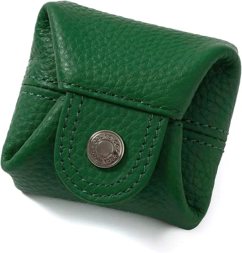 Miniatura 80 de Cockatoo Monedero de cuero genuino para cambio, mini billetera con bolsillo a presión para hombres y mujeres, Rojo (Aurora Red), Casual