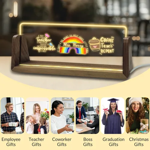 Miniatura 6 de Placa de nombre de escritorio personalizada con logotipo, placa acrílica iluminada personalizada para escritorio, regalos de oficina personalizados