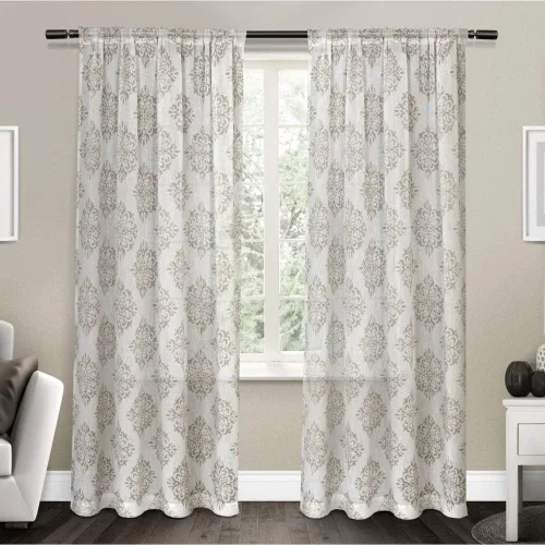 Miniatura 10 de Exclusive Home Nagano Medallion - Par de paneles de cortinas de lino belga con bolsillo para barra, 54 x 96 pulgadas, color gris paloma