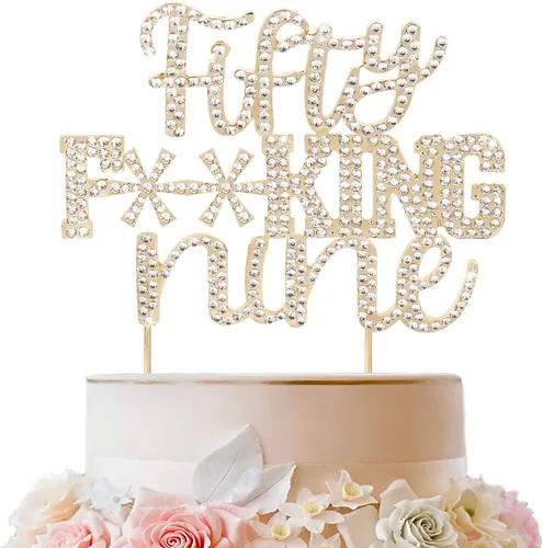 Miniatura 39 de LINGTEER Veintiún divertidos adornos dorados para tartas con diamantes de imitación – Saludos a los 21 años de edad, decoración de centros de mesa