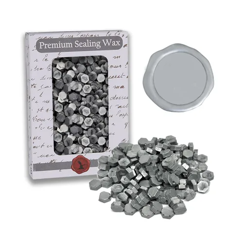 Cuentas de cera de sellado prémium plateadas, 2 onzas, 350 + uds. Plata