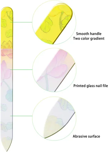 Miniatura 4 de Mudder Paquete de 5 limas de uñas de cristal con estuche para mujer, lima de uñas de cristal de doble cara para uñas naturales, cuidado de manicura