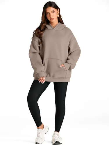 Miniatura 5 de Trendy Queen - Sudaderas extragrandes con capucha para mujer, suéteres de manga larga, sin botones, de vellón, de otoño, ropa de invierno