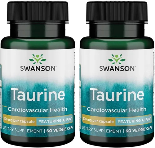 Swanson Aminoácido Ajipure Taurina grado farmacéutico 500 miligramos 60 cápsulas vegetales (paquete de 2)
