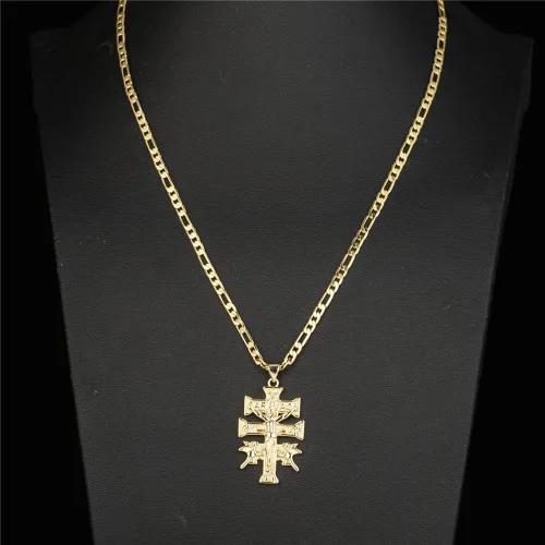Miniatura 3 de kelistom Colgante de cruz de crucifijo católico chapado en oro de 14 quilates con collar de ángel querubín para mujeres y hombres, collar de cadena