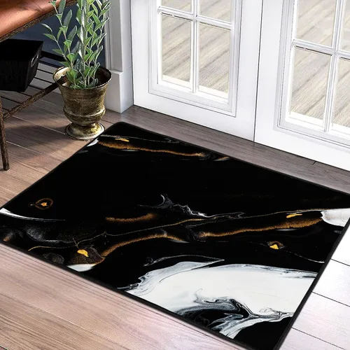 Miniatura 20 de Alfombra abstracta moderna de 2 x 3 pies, alfombra de baño con textura de mármol azul, antideslizante, lavable, alfombra de pelo bajo