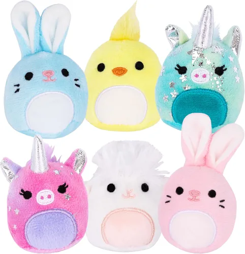 ArtCreativity Minijuguetes de peluche – Juego de 6 animales de peluche suaves para niños en colores pastel – Diseños de conejo, cordero, pollito y