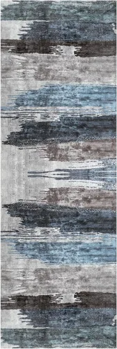 Miniatura 9 de Ciicool Alfombra de pasillo lavable de 2 x 6, alfombra moderna abstracta para pasillo, antideslizante, delgada, ligera, con estampado gris marino