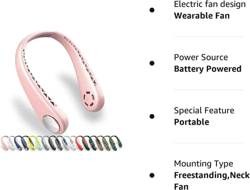Miniatura 7 de FrSara Ventilador de cuello, ventilador de cuello sin aspas, recargable, ajustable, enfriamiento de 360, súper silencioso, sin diseño de ventilador