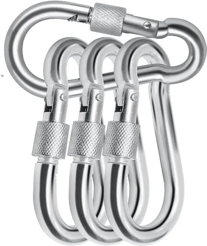 Miniatura 11 de Clips de mosquetón de bloqueo, gancho de resorte de acero inoxidable, mosquetón de bloqueo resistente, 304 de acero inoxidable de alta calidad