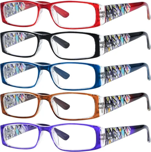 Eyekepper Paquete de 5 lentes de lectura para mujer con bisagras de resorte LookCrystal Aeropittura